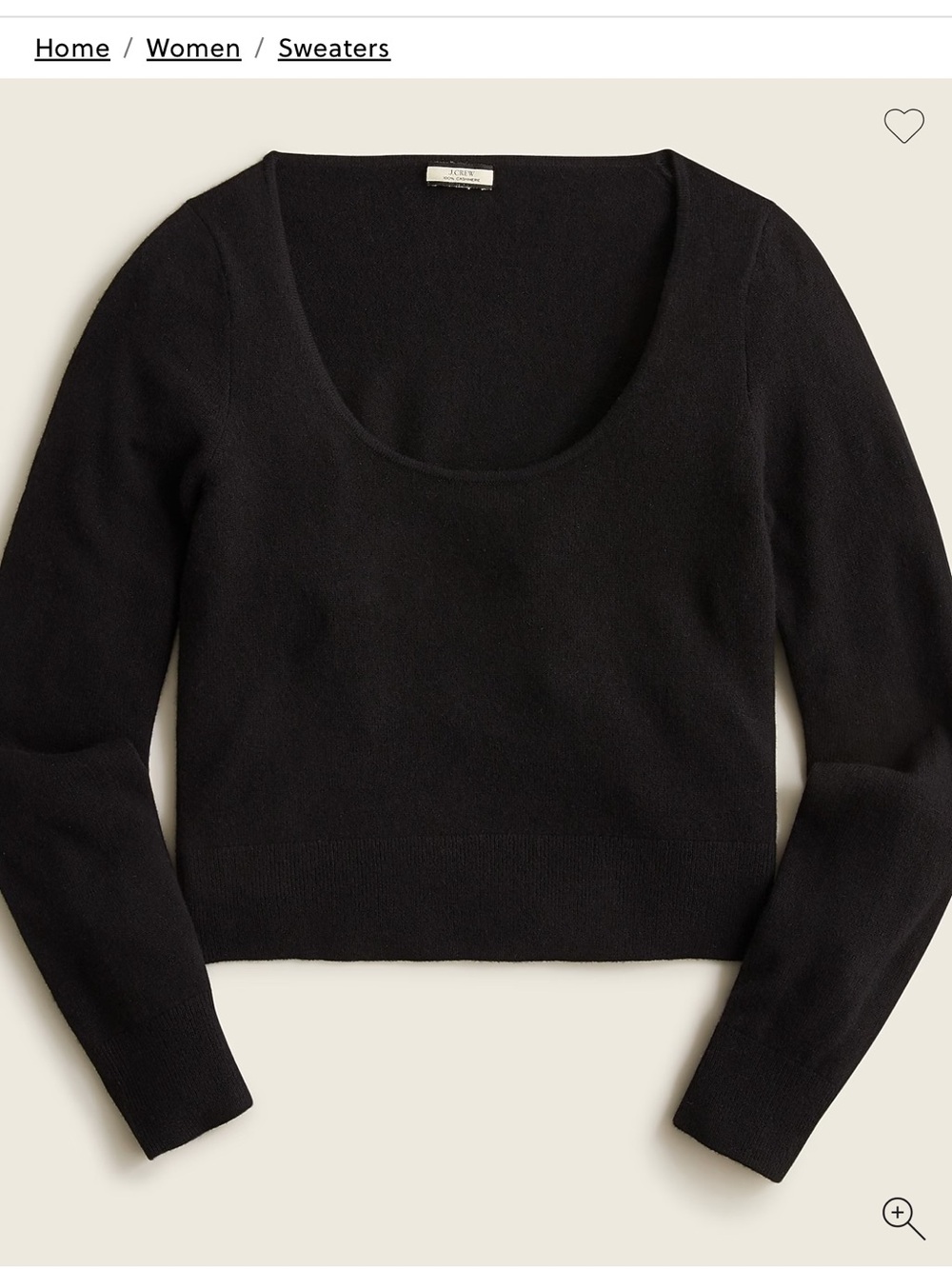 J. Crew Black Scoop Neck Cashmere Blend Sweater